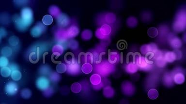 闪烁着闪烁的闪光波，背面滴着紫色的蓝色尘埃，带有移动和闪烁的光粒子